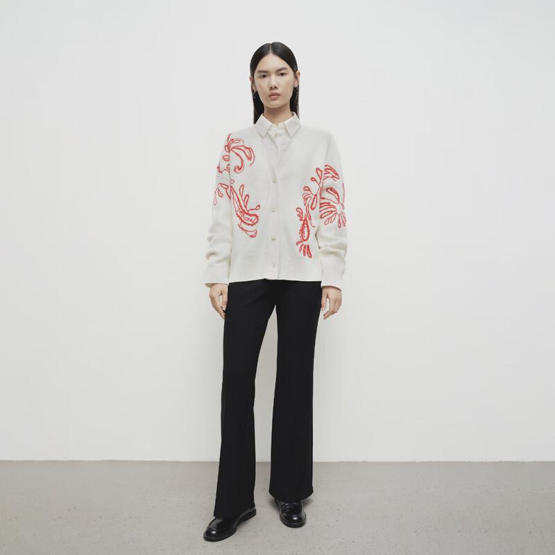 Broadcast Women's New Year Red Jacquard Knit Cardigan Sweater