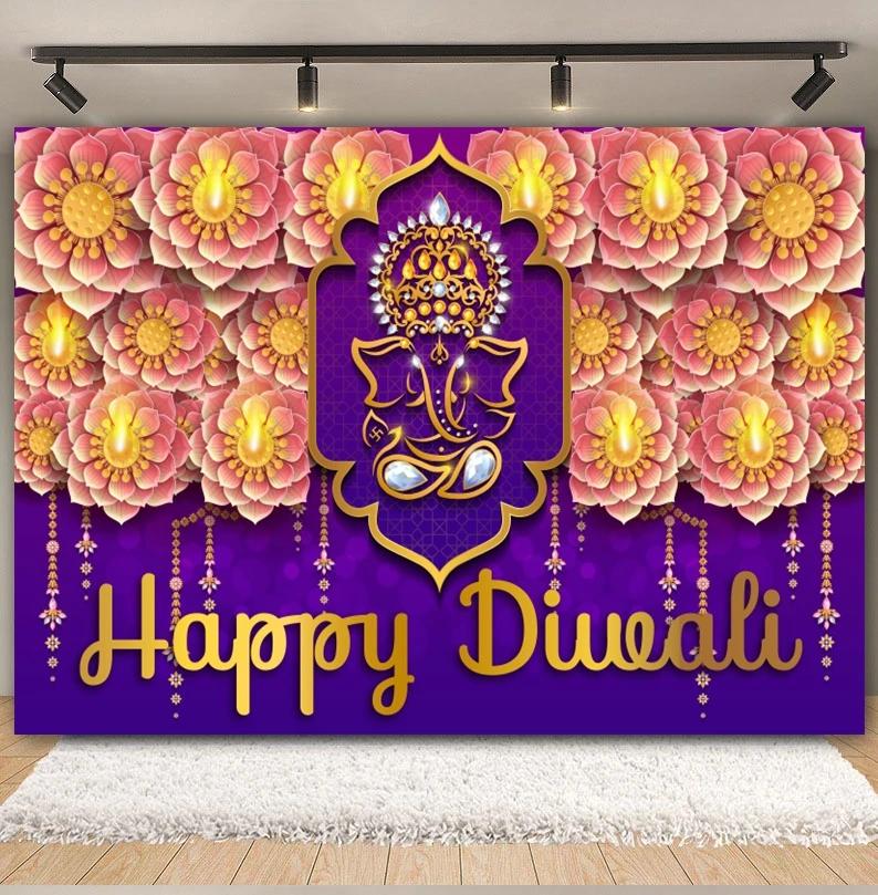 Happy Diwali Photography Backdrop Indian Diwali Tradition Deepavali Candle Marigold Wedding Birthday Background Photo Studio