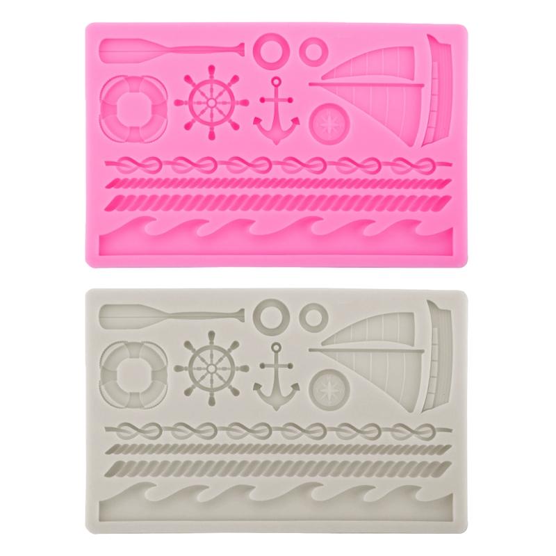DIY Handmade Silicone Fondant Mold Exquisite Sailing Theme Sugar Craft Gum Paste Mold DIY Candle Resin Crafts Easy Use