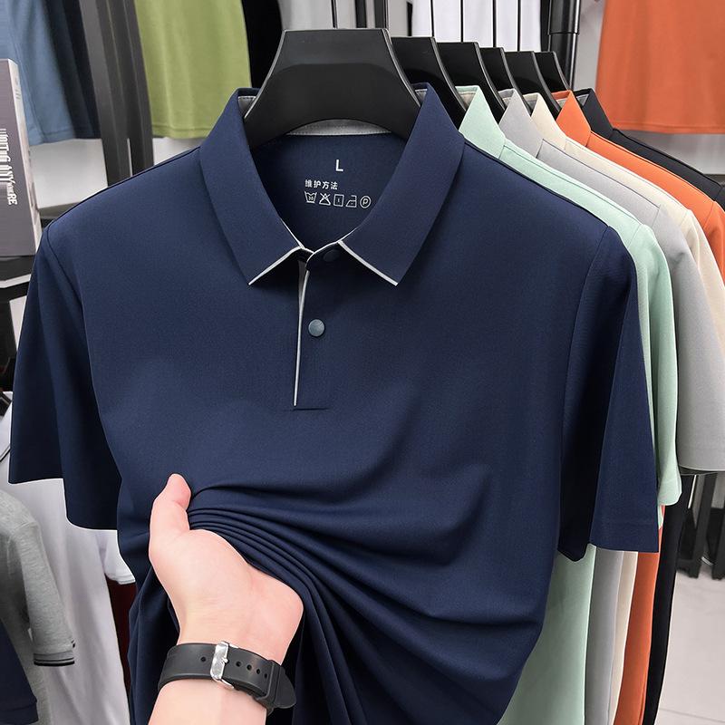 Men s Ice Polo Short Sleeve Business Casual Breathable Lapel Collar Top M