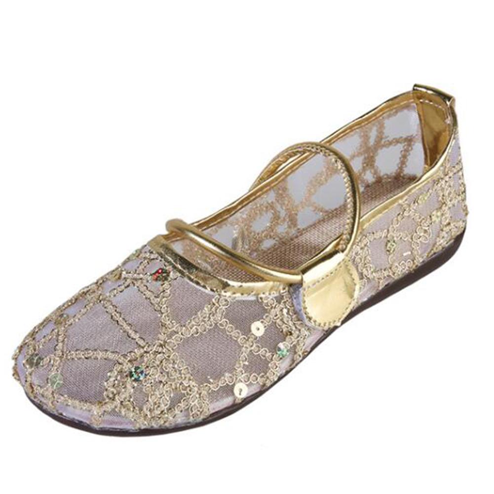Women Flat Shoes Golden Bling Breathable Casual Shoes for Women Mary Janes Walk Drive Shoes