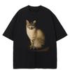 Streetwear Cats Graphic T-Shirt Cotton Tshirt Unisex Tops Tees Summer Short Sleeves T Shirt