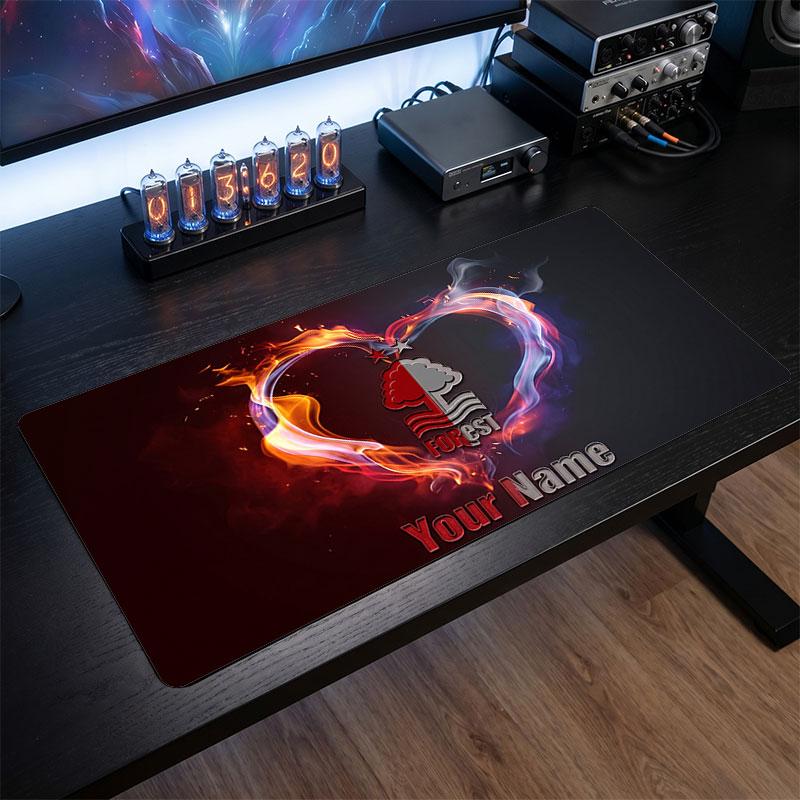 Nottingham Forest Custom Large Mouse Pad, Personalized Name Text Print, Football Logo Non‑Slip Desk Mat Gaming Gift