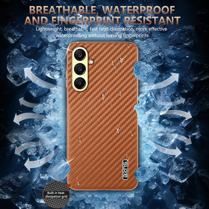 AZNS For Samsung Galaxy A56 5G Case Electroplating Carbon Fiber Texture PU + TPU Phone Cover