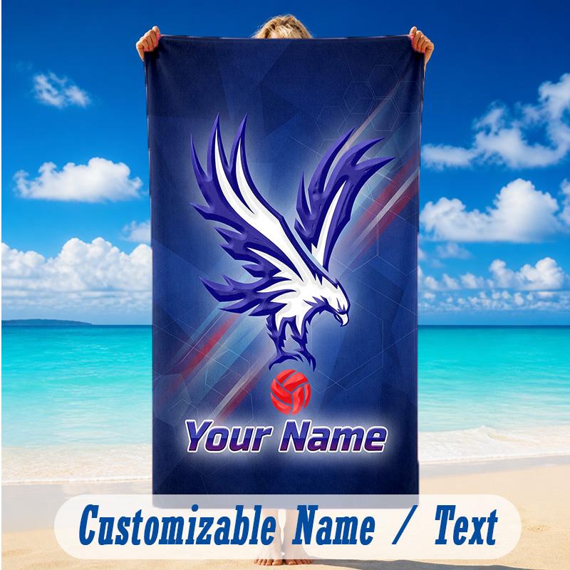 Beach Towel Custom Name Text, Quick Dry Large Towel For Beach HomeCrystal Palace