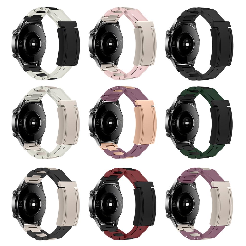 20mm Watch Band For Samsung Galaxy Watch7 44mm/40mm/Galaxy Watch FE 40mm T-Type Magnetic Clasp Stainless Steel Rubber Strip