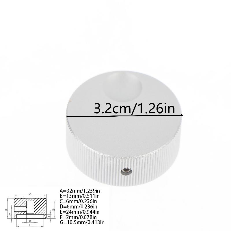 32X13Mm Potentiometer Knob 6Mm Inner Hole Locking Screw Aluminum Switch Knob For Oven Electric Appliance Audio Amplifier
