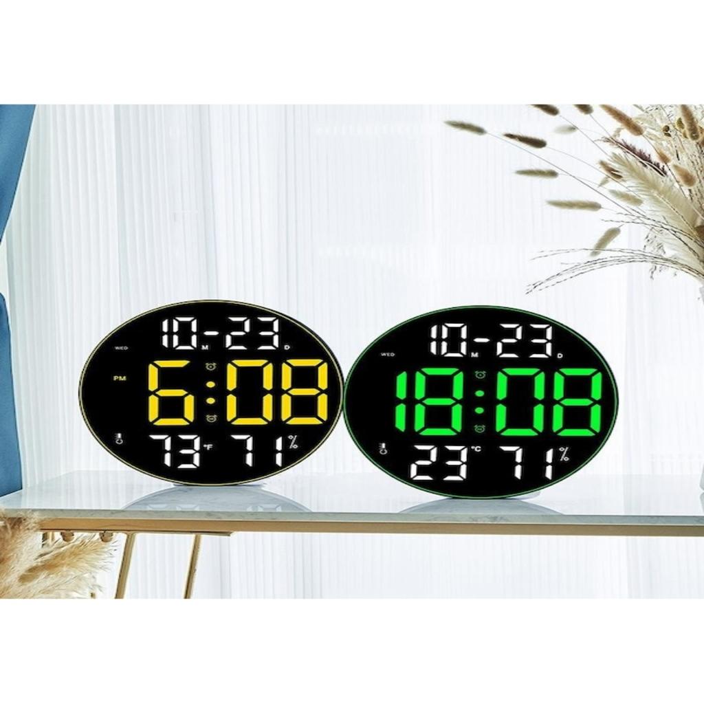 Colorful Ambient Light 12-inch Large Screen Multifunctional Clock, Nordic Simple Living Room Wall Clock, LED Wall Hanging Clock
