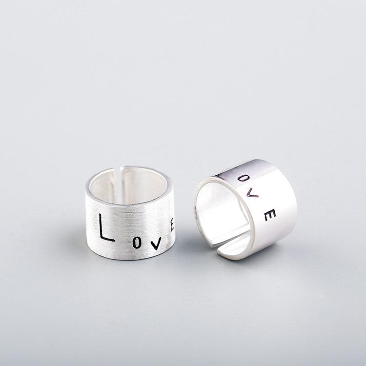 Classic Vintage Sterling Color For Women Plain Simple Style Letter Adjustable Finger Finger Ring Event Gathering Jewelry Jz396Vintage Rings