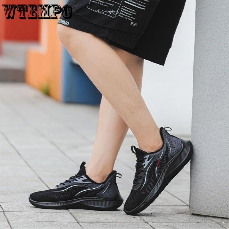 WTEMPO Pánské letní tenisky se vzduchovým polštářem venkovní prodyšná síťovaná sportovní obuv protiskluzová tlustá spodní část měkké dno basketbalová obuv pro volný čas běžecká obuv