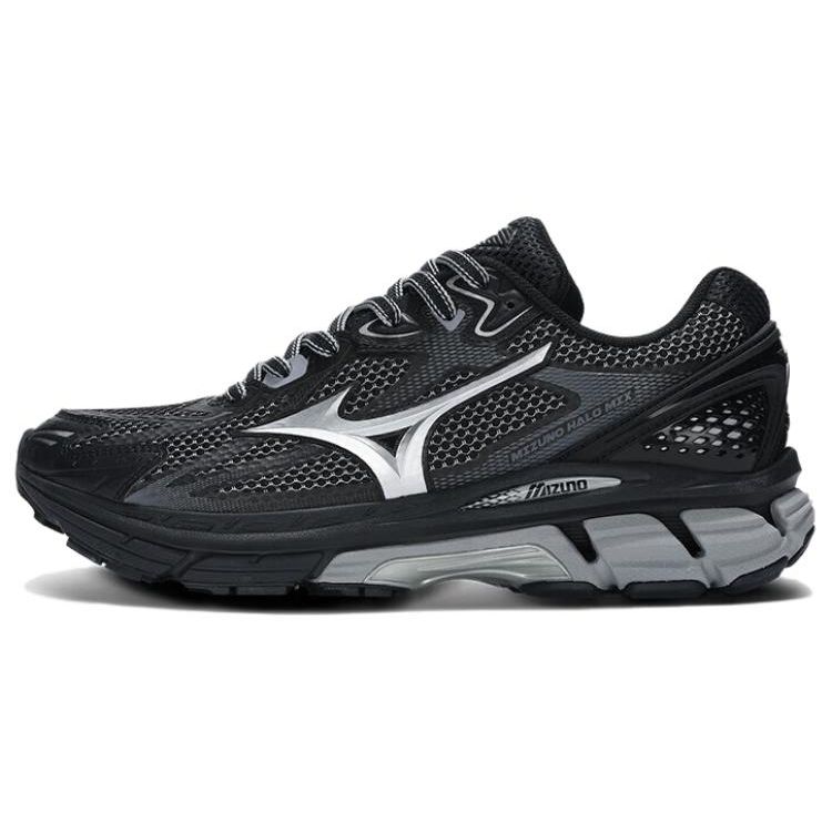Mizuno Halo Mix Unisex Low Top Running Shoes Black Silver Fabric D1GH240801 36