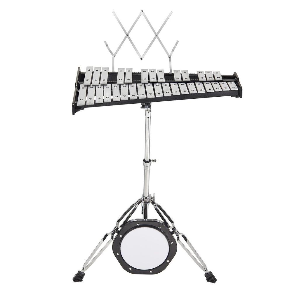 32 Note Glockenspiel Xylophone Bell Kit with Mallets, Stand & Practice Pad