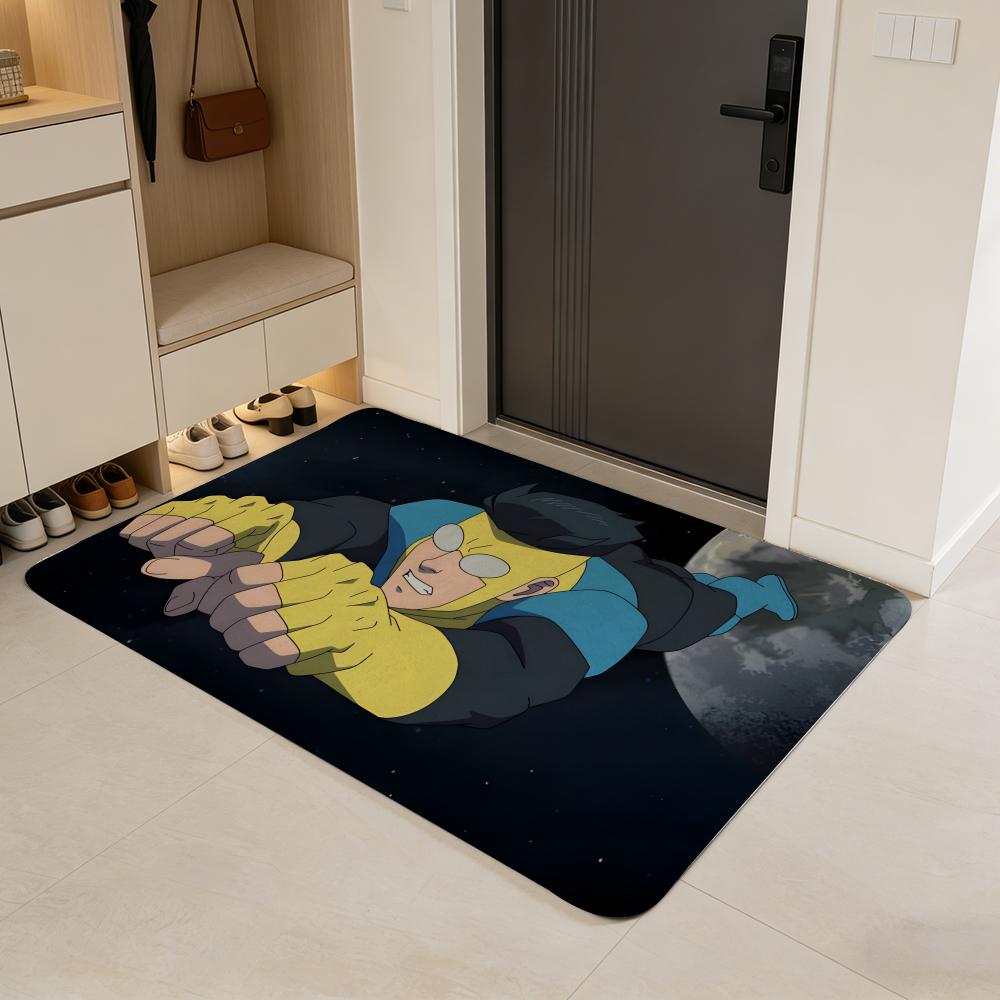 Tappetino da Pavimento Eroe Invincibile Anime Tappetino per Porta in Flanella Antiscivolo Assorbente Lavabile Tappeto da Interno per Casa