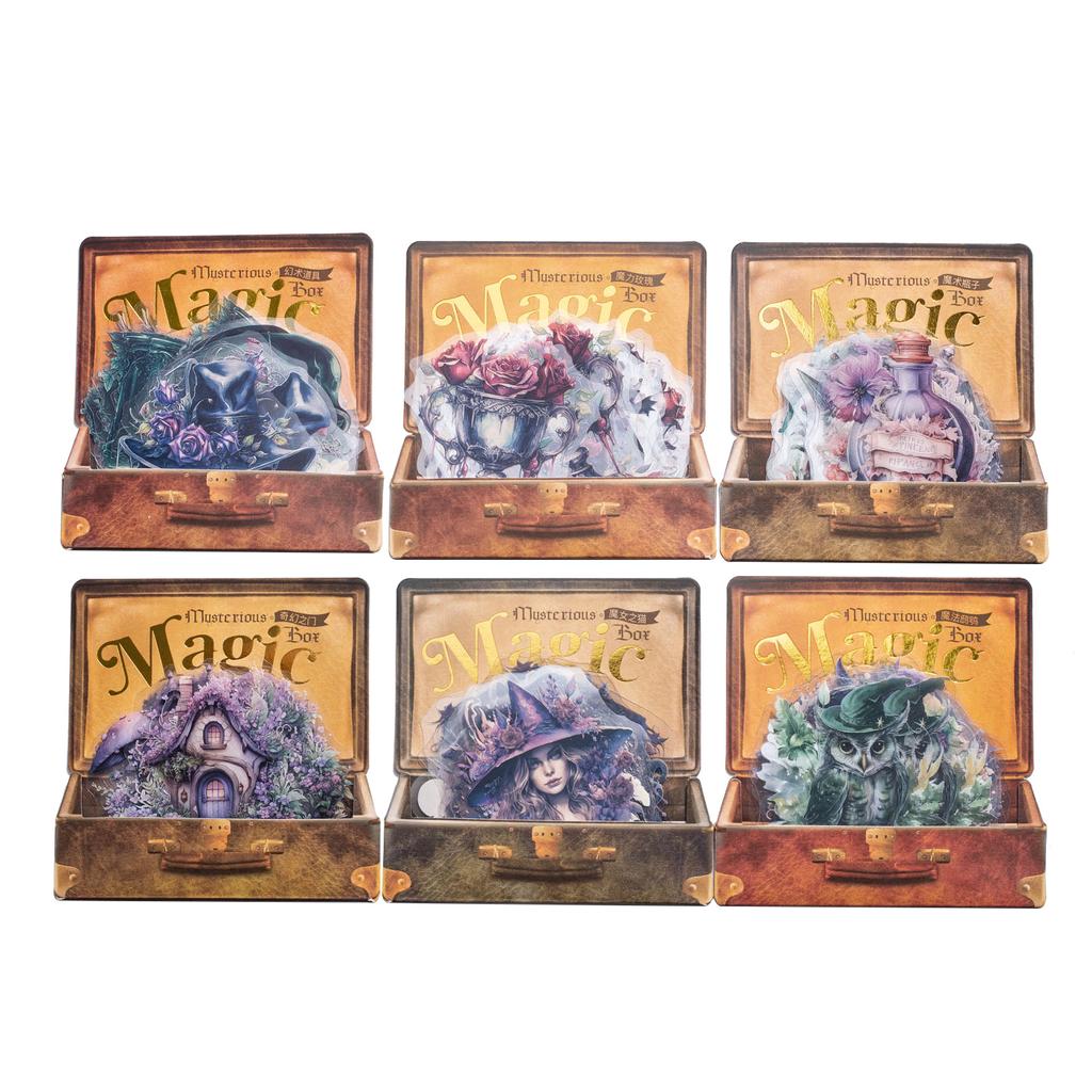 Retro Gothic Style PET Stickers Collage Clipbook Diary Scrapbook Decoration Materials Mysterious Magic Box Series Pasters 20 Pcs/ Pack