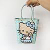 Summer Sea Salt Blue Hand Basket Plastic Woven Bag Hello Kitty Vertical Vegetable Basket Girl Handbag Handwoven