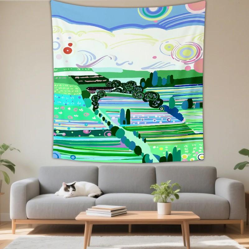 Boho Chic Wall Tapestry With Moon Phase Floral Starry Sky Design Bedroom Yoga Studio Decor