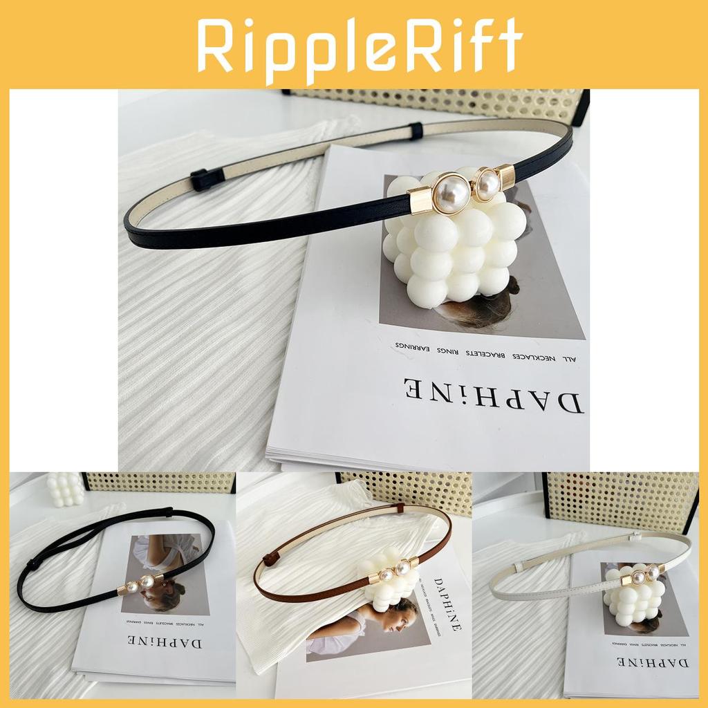 Stunning Matte Black Women's Belt With Elegant Pearl Buckle Perfect For Summer Outfits