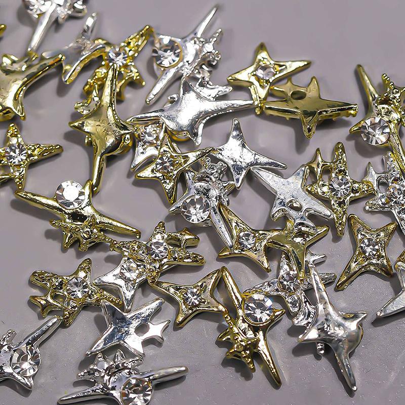 10 st 3D-legering Asterism Nagelhängen Dekorationer Stjärntillbehör Glitter Nageldelar Nagelkonst Material Tillbehör