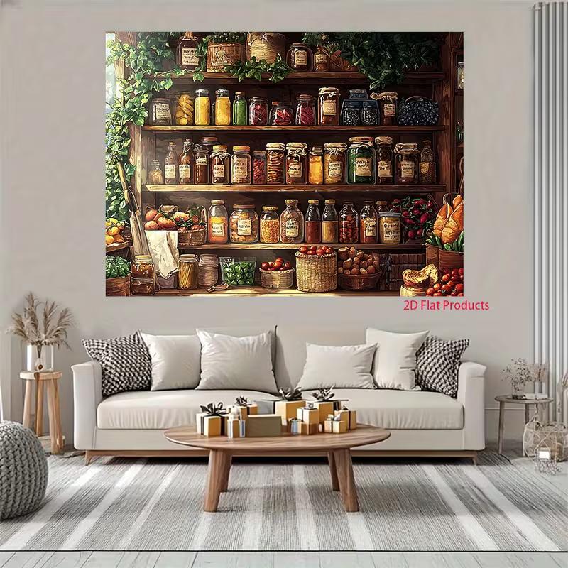 2D Farmhouse Pantry Jars Backdrop for Bakery & Food Event Decor