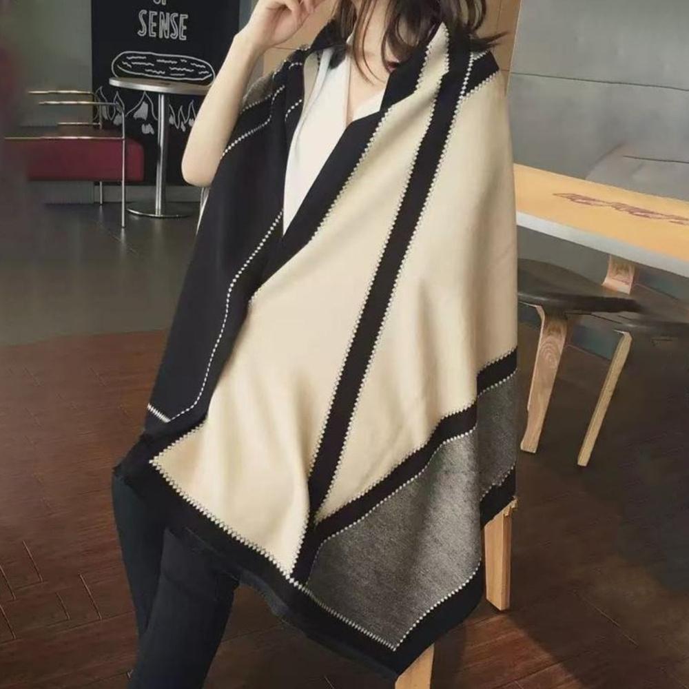 Women'S Autumn And Winter Waterproof Scarf Thick Double-Layer Shawl Soft Office Daily Accessories Classic Color Design