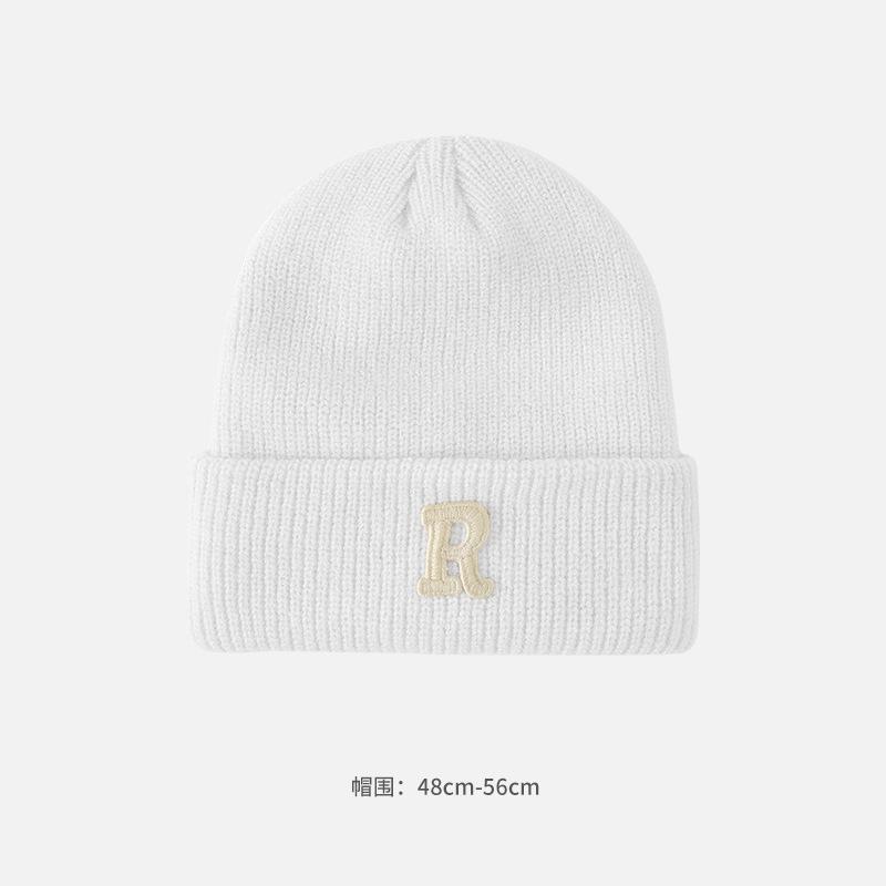 

[Exclusive for newcomers] P letter wool hat female Korean version versatile warm wool cold hat wholesale customization one size fits all (56-58cm) білий