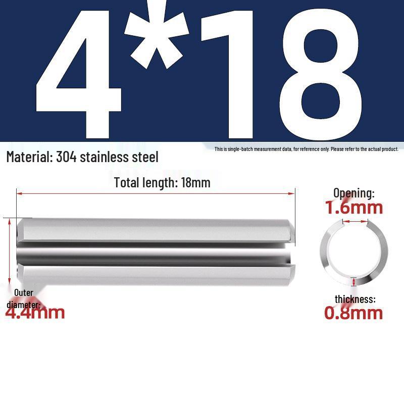 304 Stainless Steel Slotted Spring Pin, Cylindrical Shaft Pin, Locating and Hollow Pin (M5-M12)