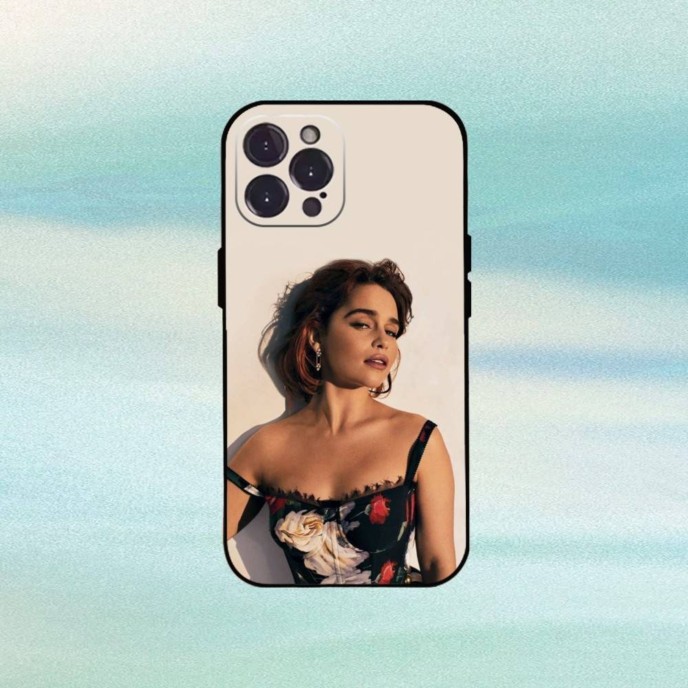 E-Emilia C-Clarke Actress Phone Case For iPhone17,16,15,14,13,12Plus,Pro Max,XS,5G Soft Silicone Black Cover