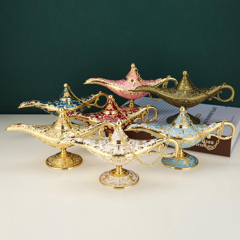 Aladdin Lamp Vintage Home Decor Southeast Asian Craft Luxury Creative Study Wish Light Russian Ornament