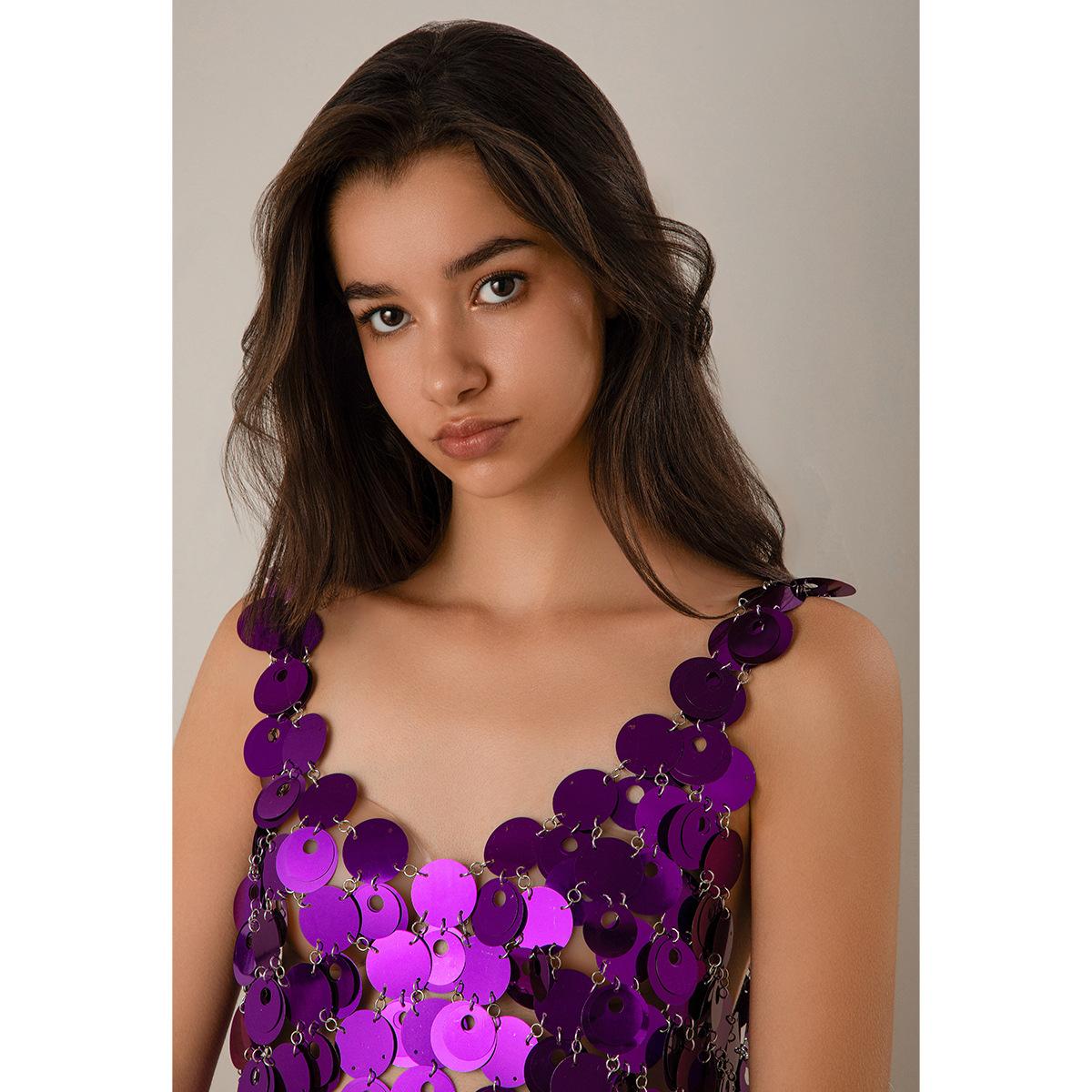 

Летнее платье-бикини с полыми пайетками, Сексуальное пляжное платье, Цепочка для тела Plastic