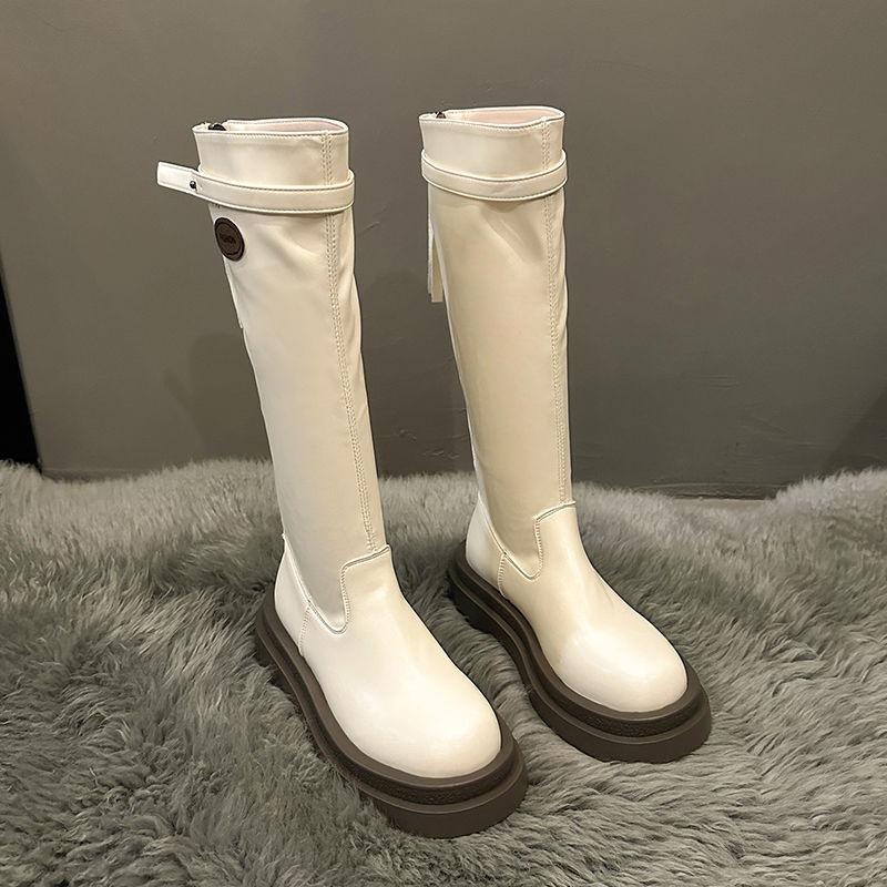 Elastic Boots Boots Women's Autumn 2025 New Fashion Versatile Retro Foreign Style Thick Bottom But Knee Skinny Boots Tide