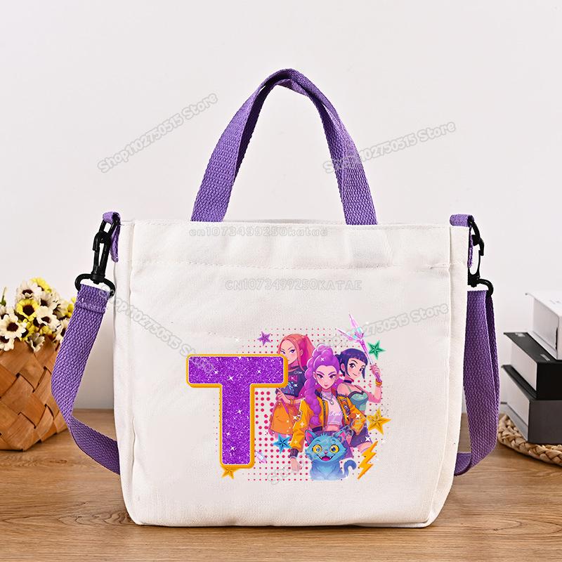 Schöne KPop Dämonenjäger Canvas Umhängetasche Multifunktionale Damen Handtasche Cartoon Mädchen Tragetasche Studenten Schultasche Damen Stoff Umhängetasche
