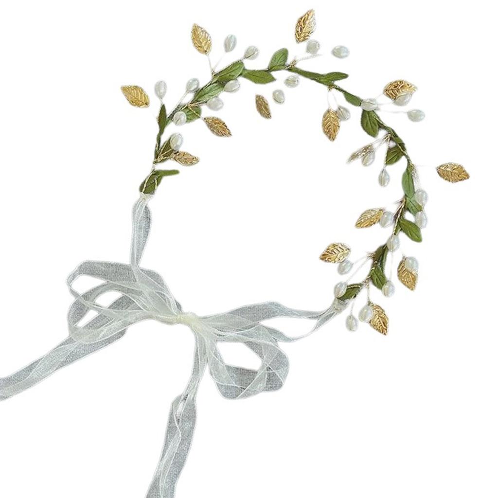 Elegant Pearl/ Leaf Hairband Delicate Headband for Flower Girl Trend Model Show Performances Wedding Party Headpieces