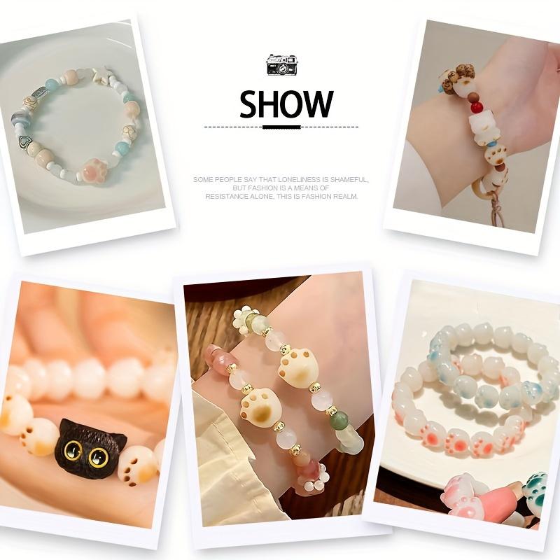 30Pcs Colorful Cartoon Cute Cat Paw Shaped Acrylic Beads For Jewelry Making Diy Handmade Bracelet Phone Chain Accessories