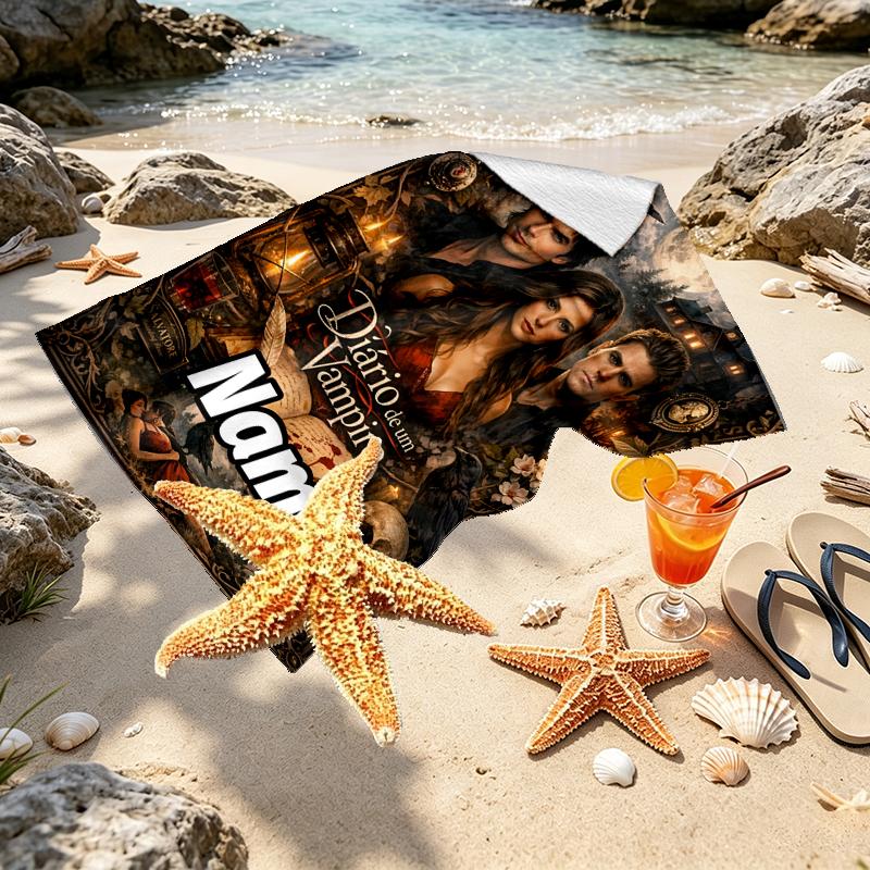 Custom Name Personalized horror theme Print Beach Towel, for Trip Camping Beach Party Home Decor, Birthday Gift for Family & Friends