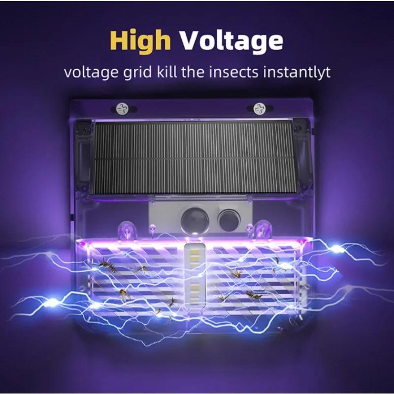 Solar Light Solar Bug Zapper Outdoor Mosquito Killer With Motion Sensor Waterproof Solar Powered Fly Trap For Garden Yard Wall