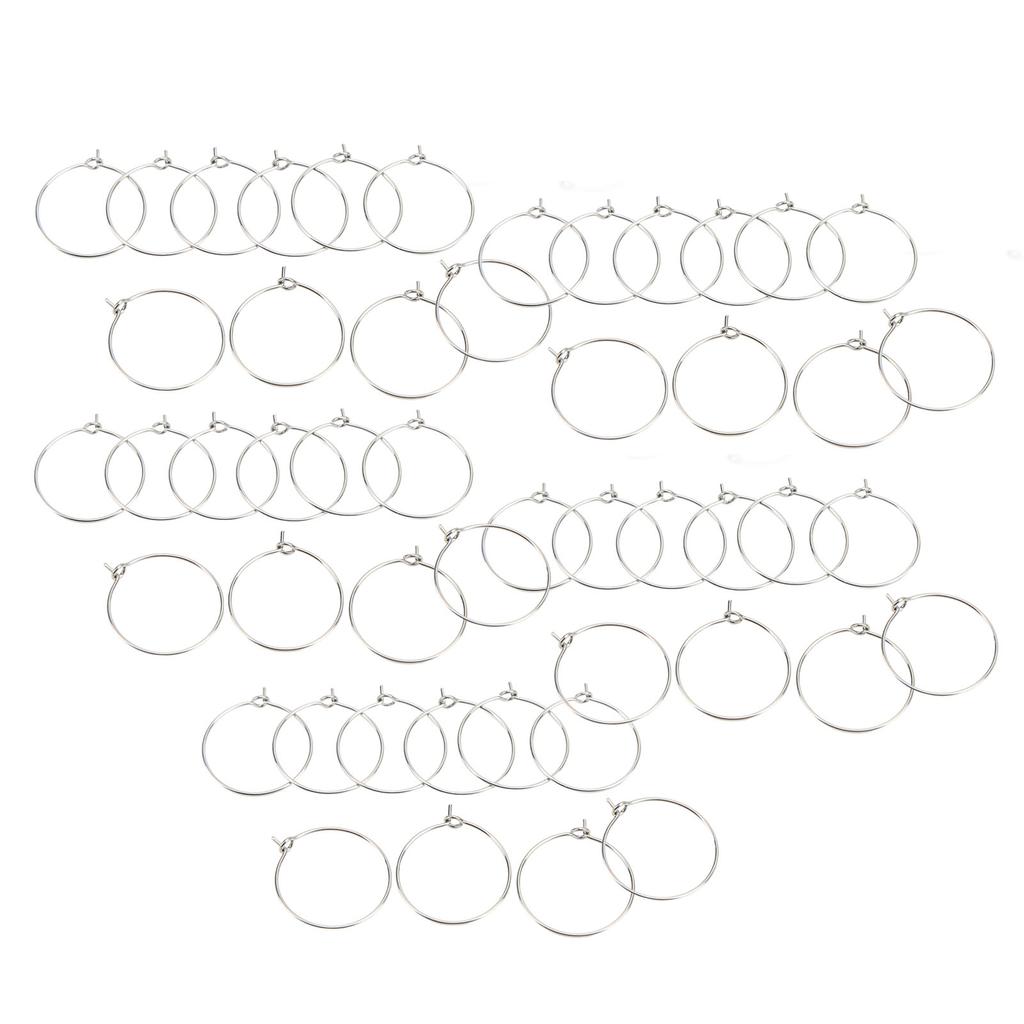 50PCS 20mm Bulk Hoop Earrings Stainless Steel DIY Anti Allergy Wine Glass Rings Jewelry Making