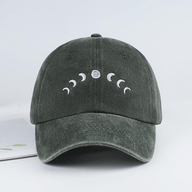 Moon Embroidered Washable Baseball Cap Lightweight, Breathable, Adjustable Minimalist and Stylish Unisex Daily Commute & Camping