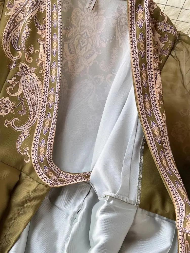 Herbst Paisley Print Bandage Wrap Abendkleid Frauen Laterne Ärmel Party Langes Kleid Weibliche Y2k Patchwork Dicken Satin Ballkleid