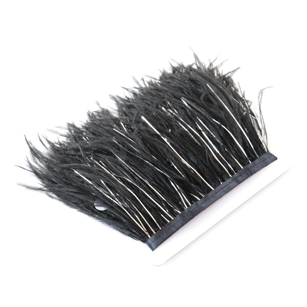 10-15cm Pštrosí peří se stříbrným hedvábným lemem, jevištní rekvizity, šaty, sukně, pštrosí peří, krajka, DIY