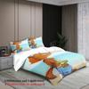Blue Seaside Bedding Set Softville Cozy Town Cute Fern the Quilt Fox With Duvet Cover & Pillowcase For Children's Bedroom Decor