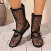 Fashion Flat Cooling Boots Women's Fashion Round Toe Rear Zipper Mesh Breathable Soft Sole Non-Slip Shorthole Boots