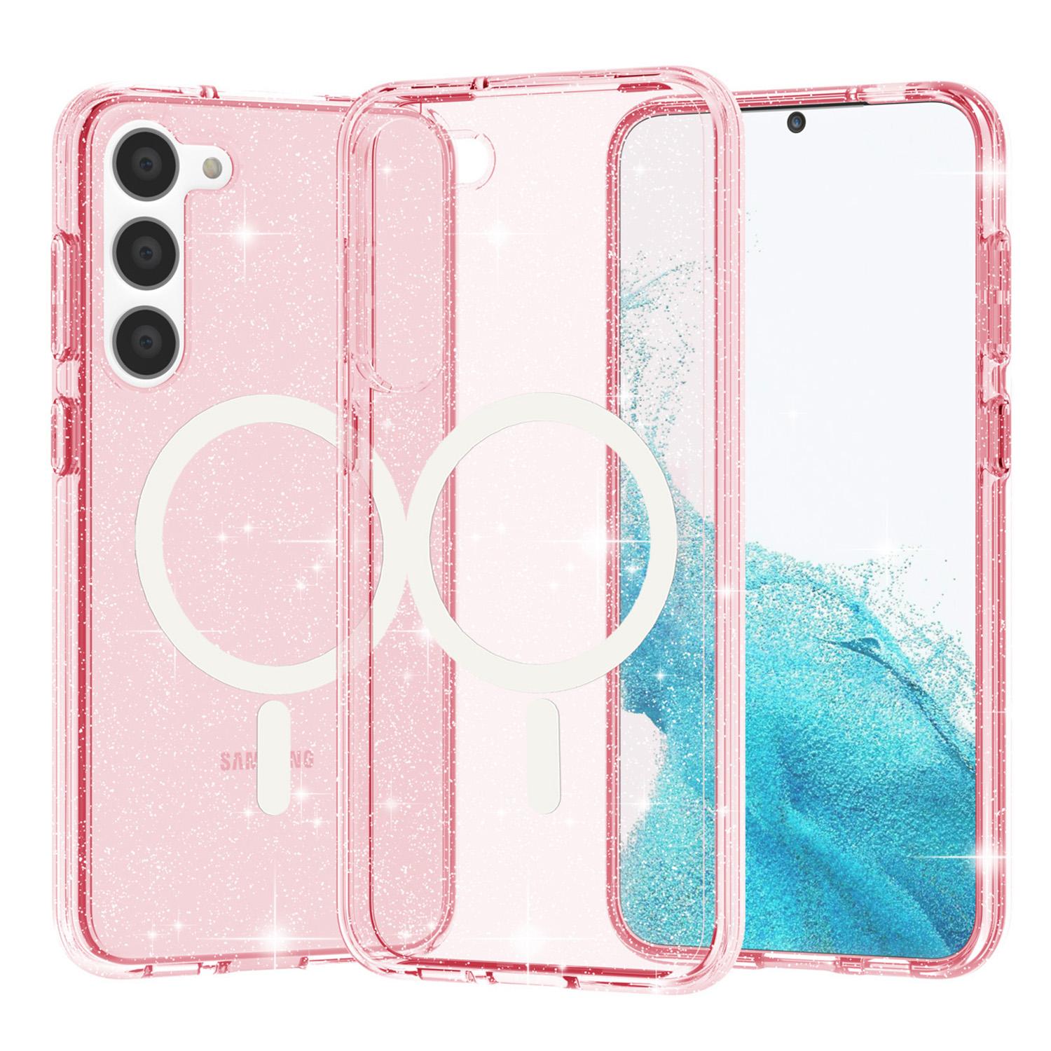 

For Samsung Galaxy S24 Case Glitter PC+TPU Phone Cover Magnetic Case D