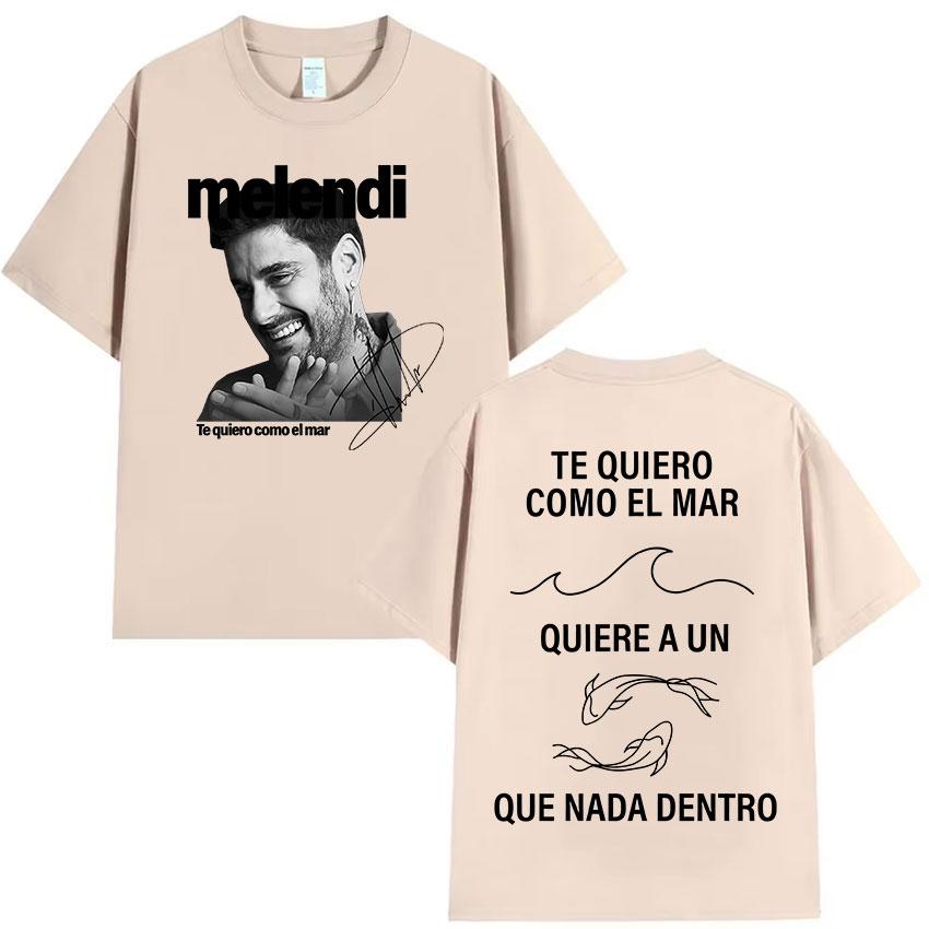 Rapper Melendi Tour Album Graphic T Shirt Men's Retro High Quality Cotton T-shirts Hip Hop Clothing Oversized T-shirt Streetwear