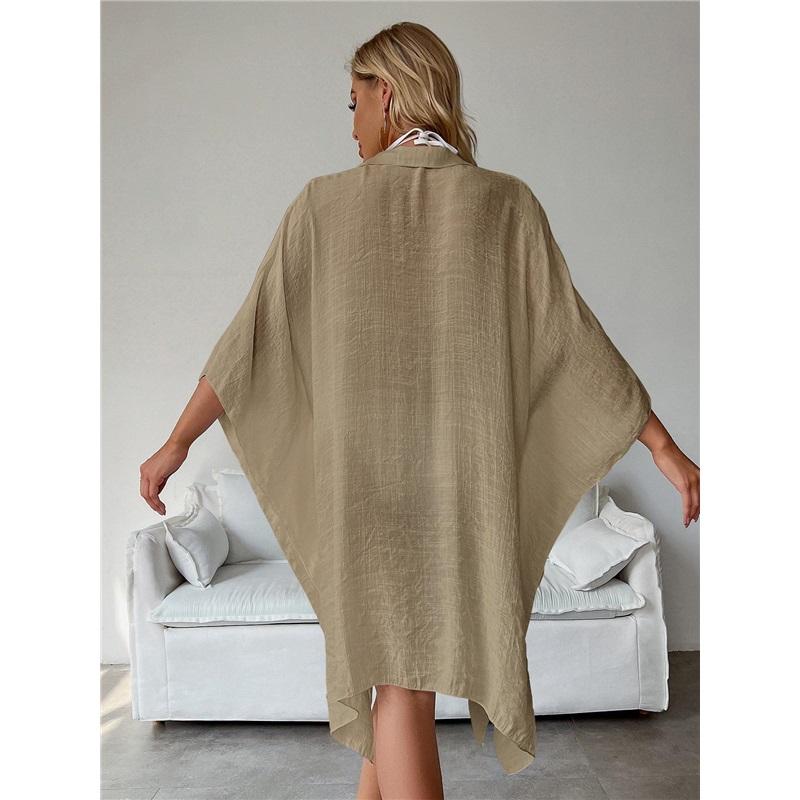 Summer Loose Cardigan Sun Protection Woman Bikini Cover-up Swimsuit Solid Beachwear Cover-Ups Swimwear Women Kimono Dress