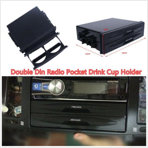 Universal Car Double Din Dash Radio Installation Pocket Cup Holder Storage Box