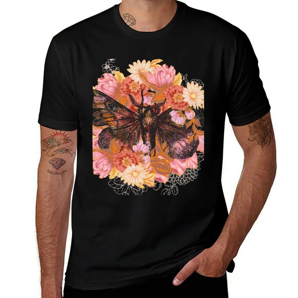 Moth Floral Wreath Tshirt Casual Graphic Print Tee