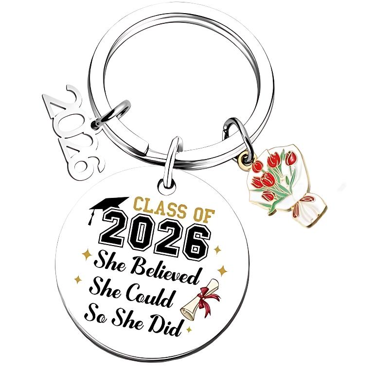 2026 Graduation Gifts School Graduation Keychain Stainless Steel Keyrings Personalized Accessories Fashion Pendant