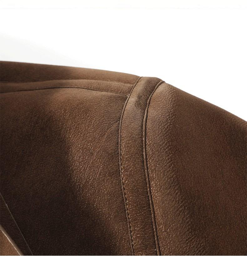 Herren Plus Size Leder- und Pelz-Reversjacke - Herbst/Winter Kollektion