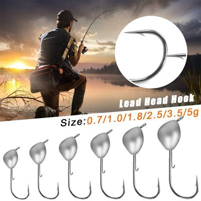Hook Barb Perforated 0.7/1.0/1.8/2.5/3.5/5g Lead Head Hook Jigging Bait Pointed Head Carbon Steel