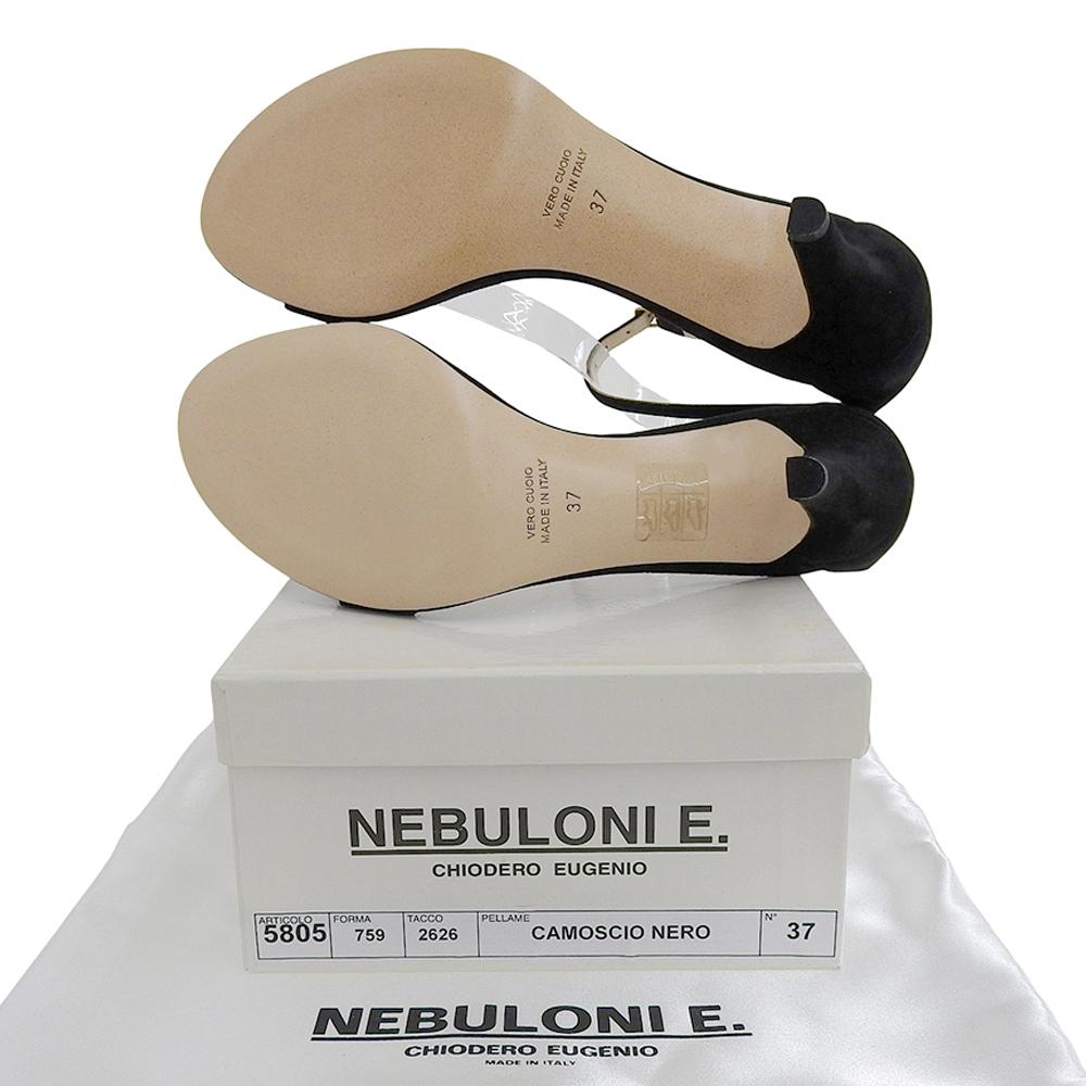 NEBULONI E Unused suede ankle strap sandals for women, black, size 37, 5805 shoes 37 blackUsed